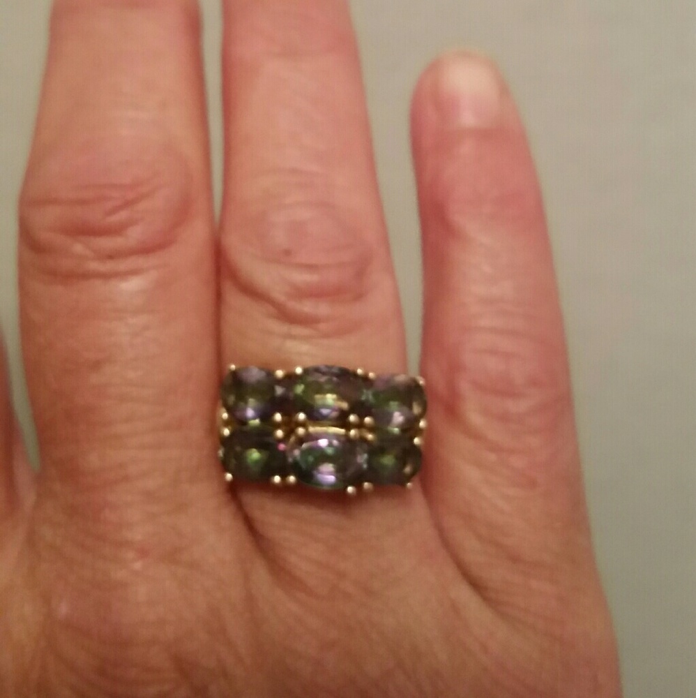 John C. Rinker Mystic Topaz 10 kt Gold Ring size 7